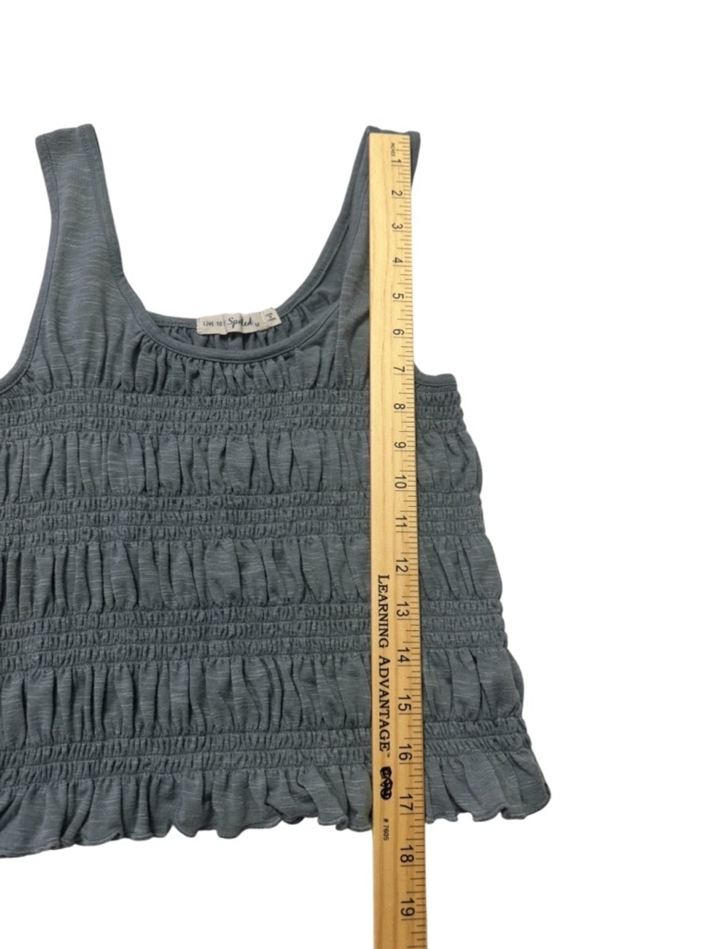Blue Smocked Ruffle Tank Top - Picture 7 of 7